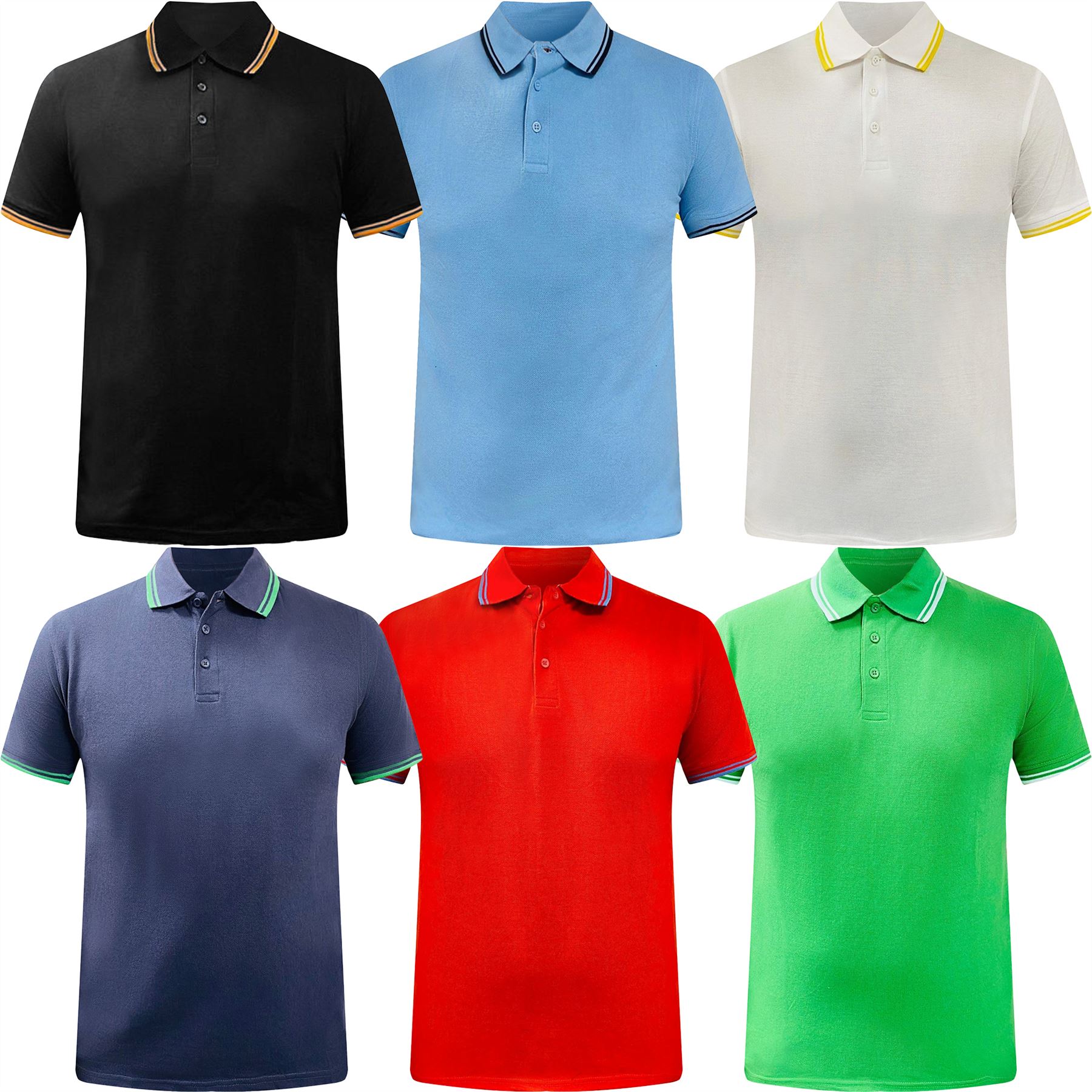 4 / 6 Pack Mens Polo Shirt Short Sleeve Pique Top Designer T Shirt Tee Big Size - Picture 13 of 13