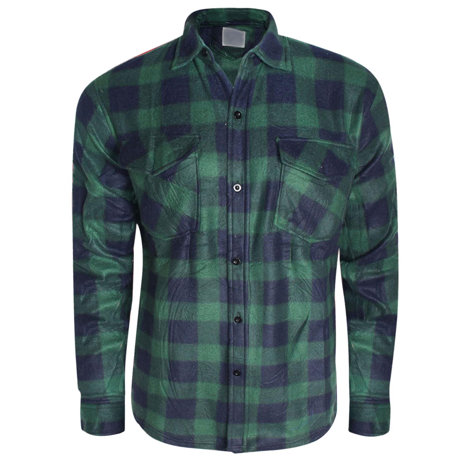 New Mens Thermal Fleece Shirts Warm Button Check Flannel Lumberjack