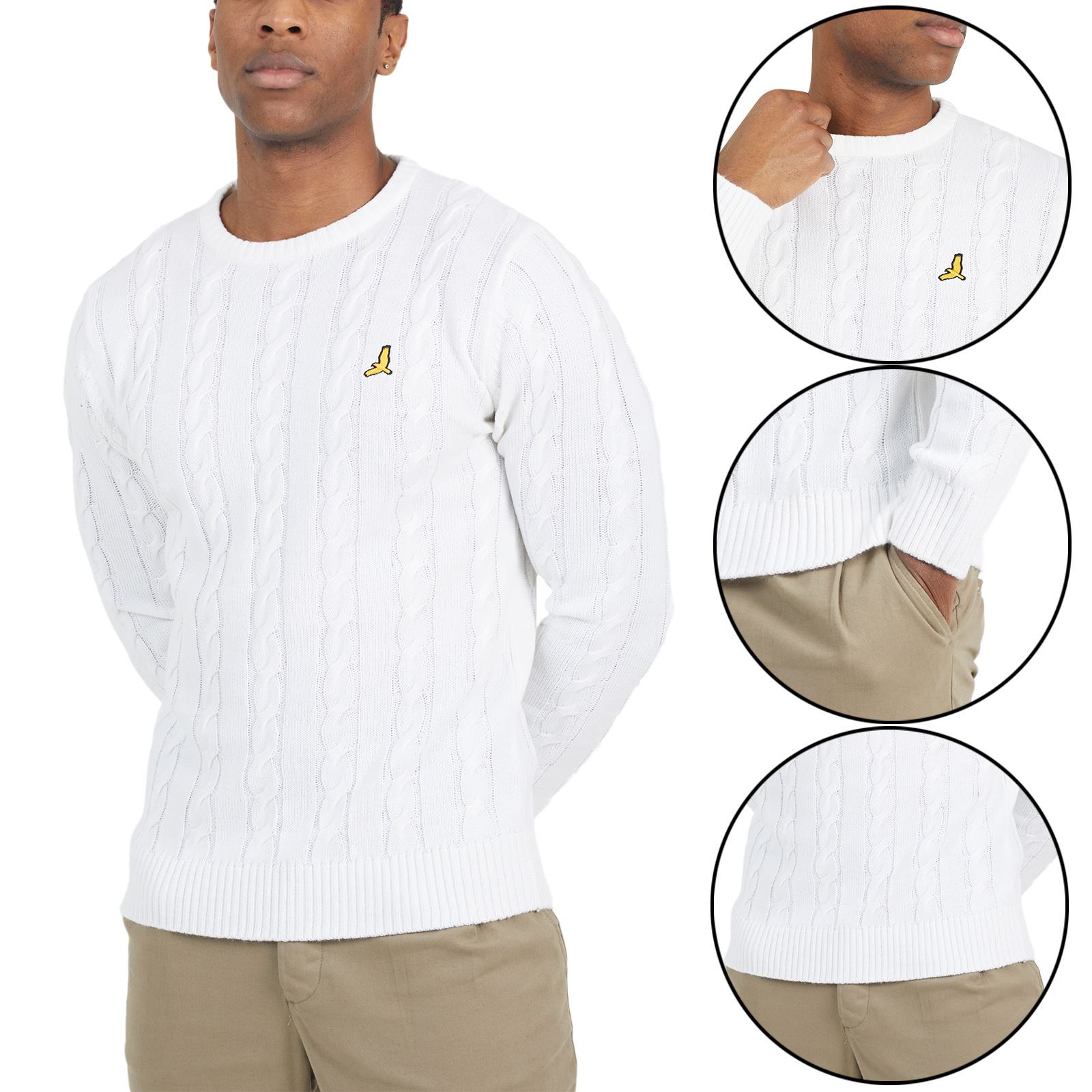 Mens Brave Soul Cable Knitted Jumper Thick Warm Winter Weave Sweater Pullover