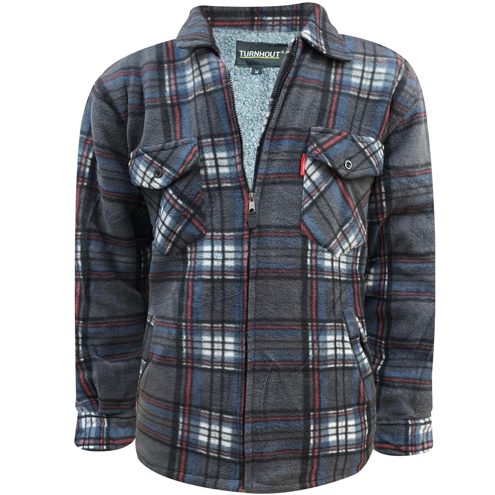 Mens Fleece Sherpa Flannel Padded Work Shirt Sherpa Fur Lined Lumberjack Jacket - Picture 13 of 24