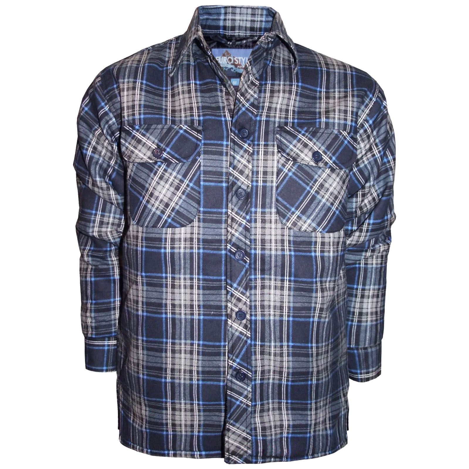Mens Quilted Lined Shirt Thick Lumberjack Flannel Check Work Warm Padded Jacket - Picture 19 of 24