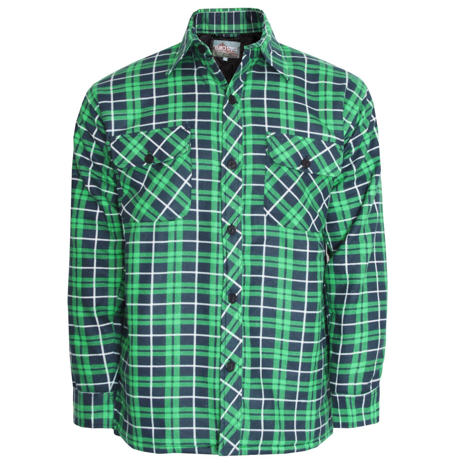 Mens Quilted Lined Flannel Shirt Lumberjack Check Work Warm Padded Jacket M-XXL - Picture 7 of 24