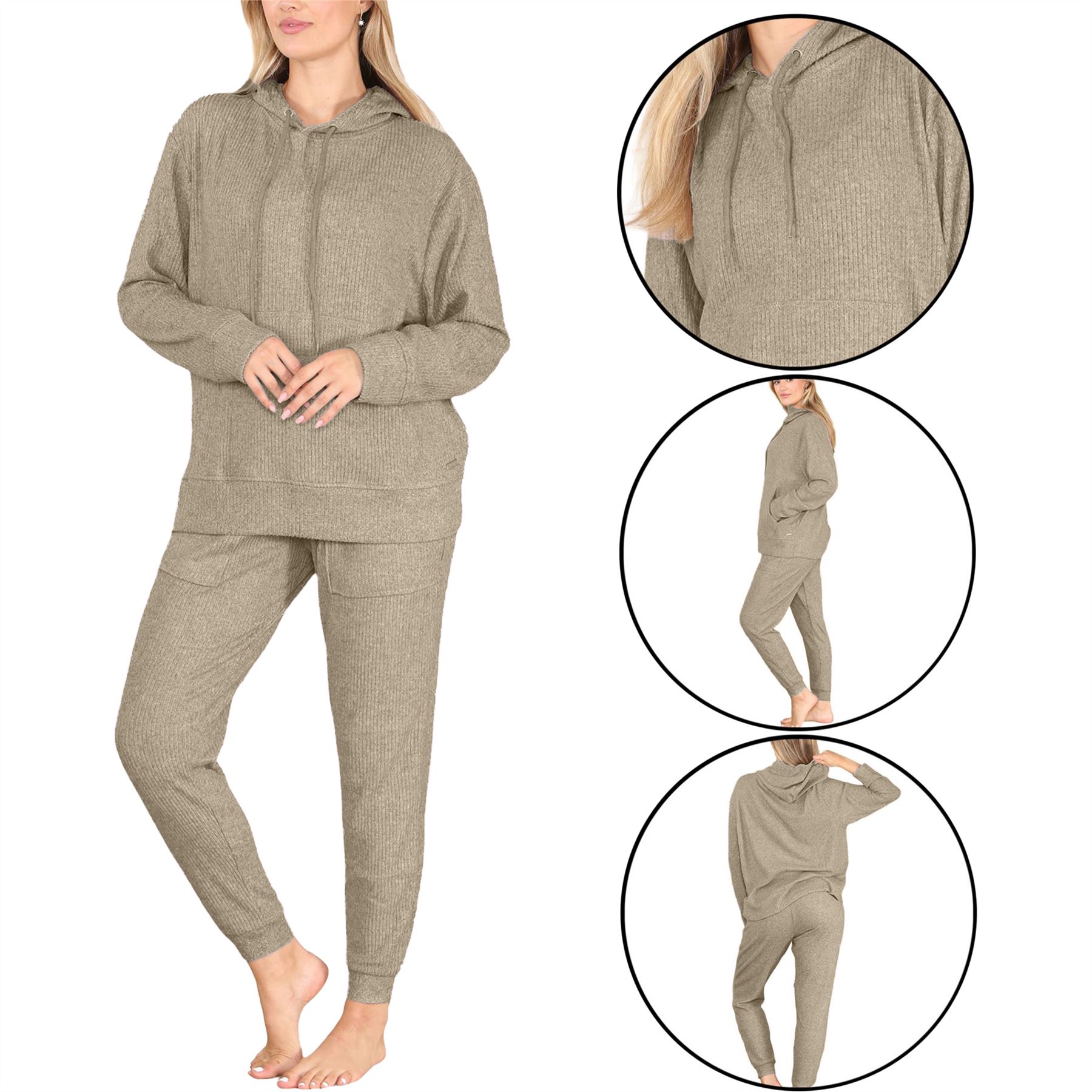 F&F Women Hooded Tracksuit Set Gym Soft Stretch Top & Bottom Ladies ...