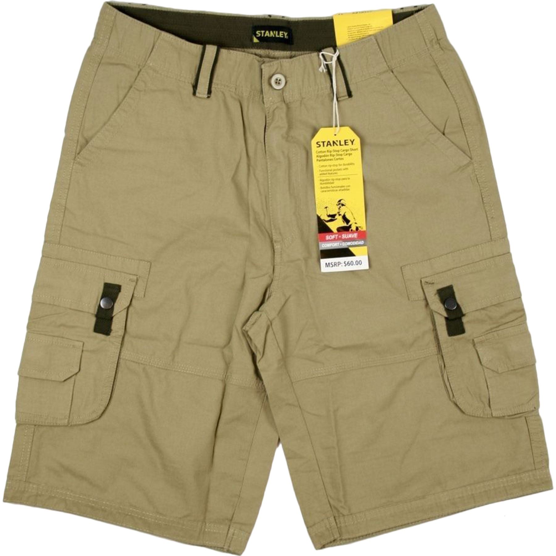 NEW MENS WORK WEAR STANLEY BRANDED RELAXED FIT CARGO COMBAT SHORTS 100
