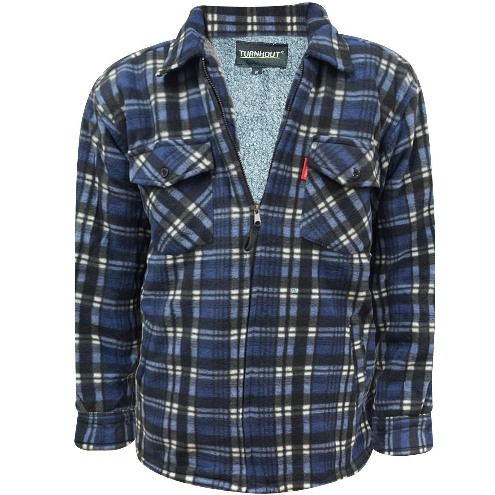 Mens Fleece Lined Lumberjack Padded Shirt Jacket Fur Lined Sherpa