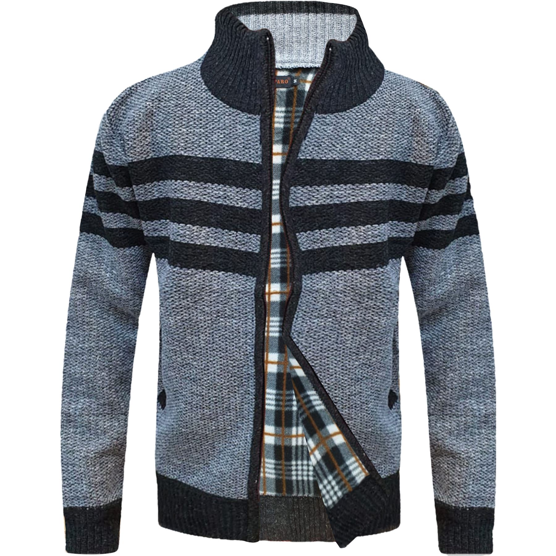 mens lined zip up cardigan