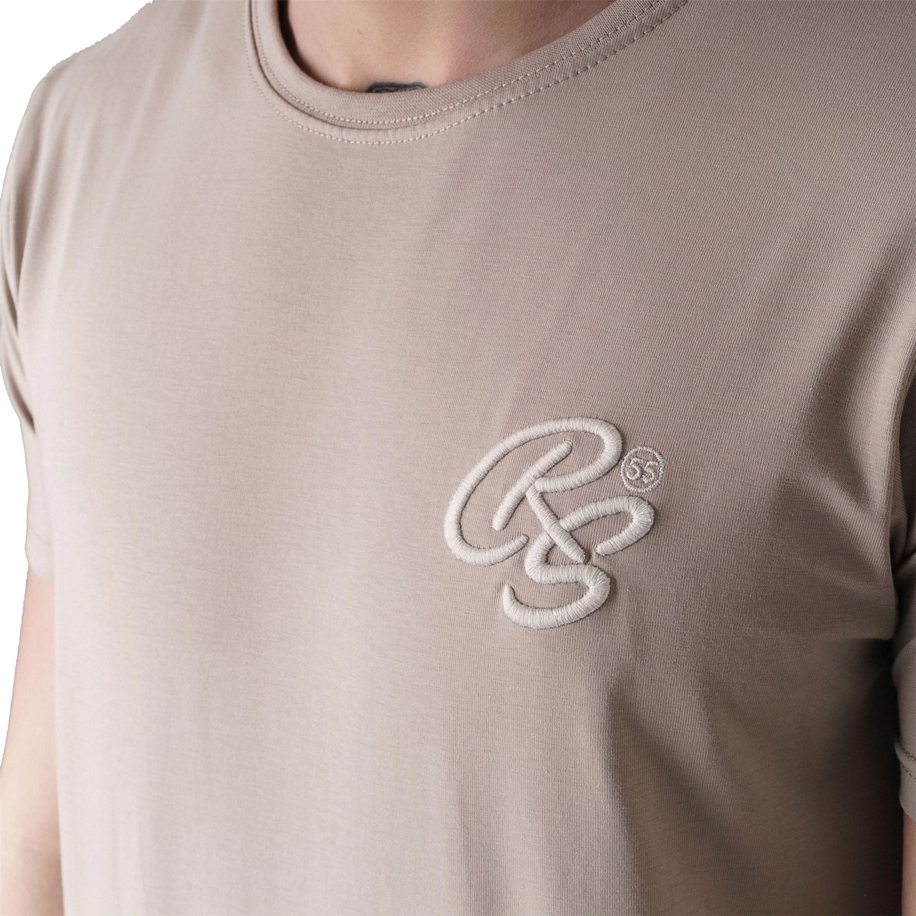 New Mens Crosshatch T-Shirt Embossed Logo Short Sleeved Crew Neck Tee Top