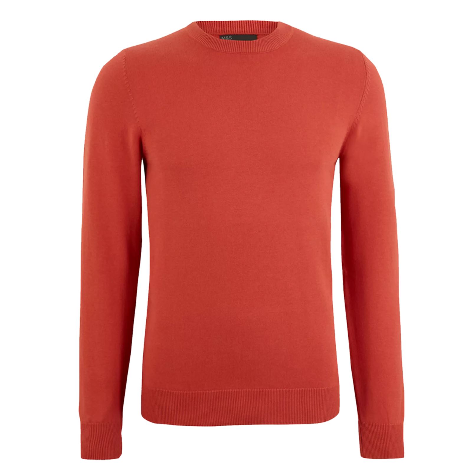 M&S Mens Round Neck Jumper Cotton Warm Knitwear Regular Plain Long Sleeve S3XL eBay
