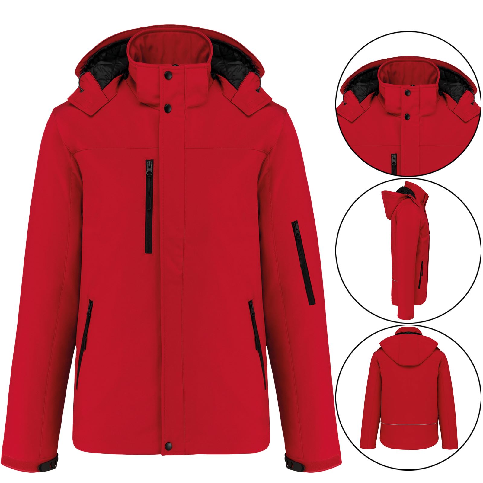 Mens Soft Shell Parka Fleece Lined Jacket Water Resistant Hooded Padded Quilted - Picture 4 of 6