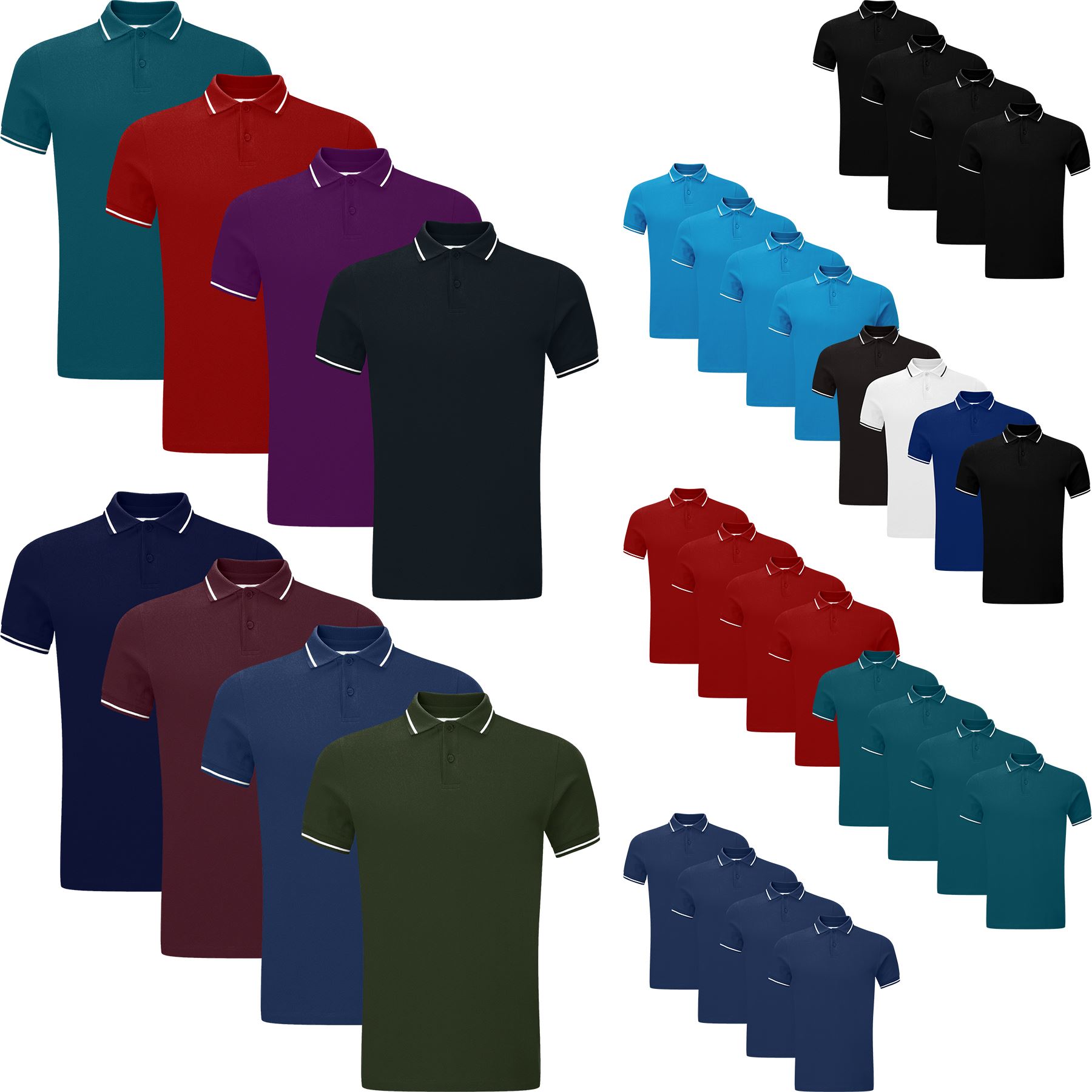 New Pack of 4 Mens Polo Shirt Short Sleeve Plain Pique Top Designer Tshirt Tee
