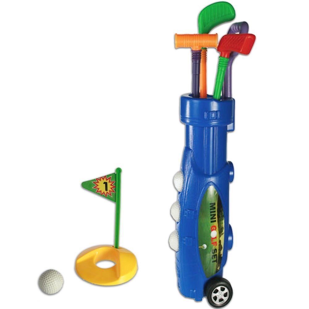 9 Pieces Kids Plastic Golf Set Mini Putter Club Caddy Balls Fun Ideal