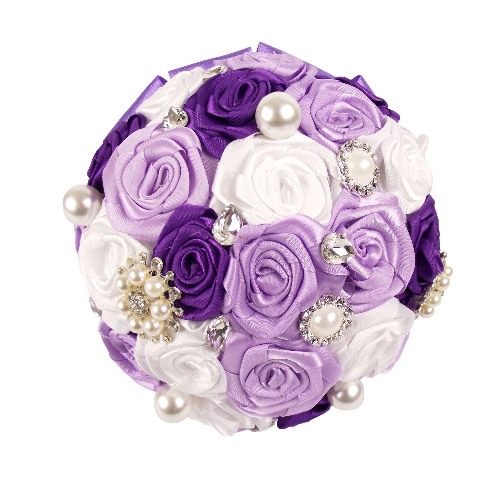 ¡Ramo de satén premium hecho a mano! Posy falso hecho por novia con broche de cristal - Imagen 9 de 23