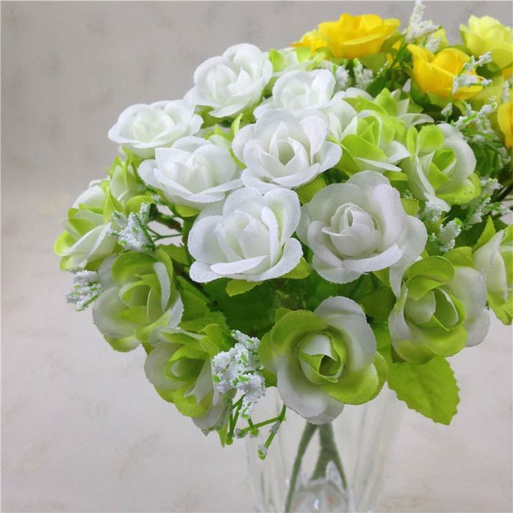 21 Head TwoTone Mini Rose Bouquet Bunch Artificial Flowers - Picture 9 of 18