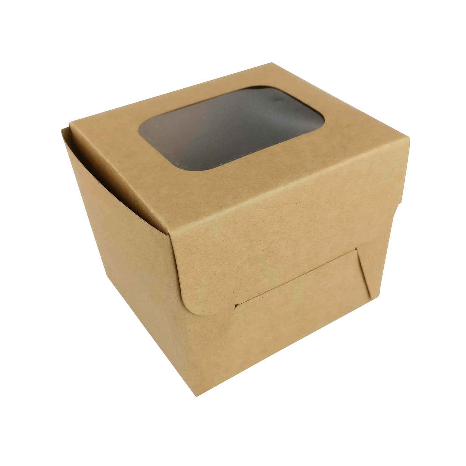 Kraft Cupcake Boxes With Windows - Rustic Vintage Brown ...