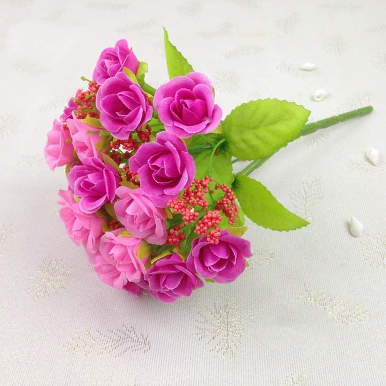 21 Head TwoTone Mini Rose Bouquet Bunch Artificial Flowers - Picture 3 of 18