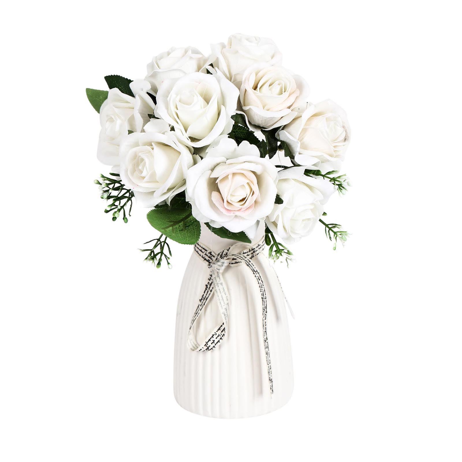 Paquete de 9 rosas atadas a mano - ramo de novia de terciopelo calidad de boda premium - Imagen 10 de 11