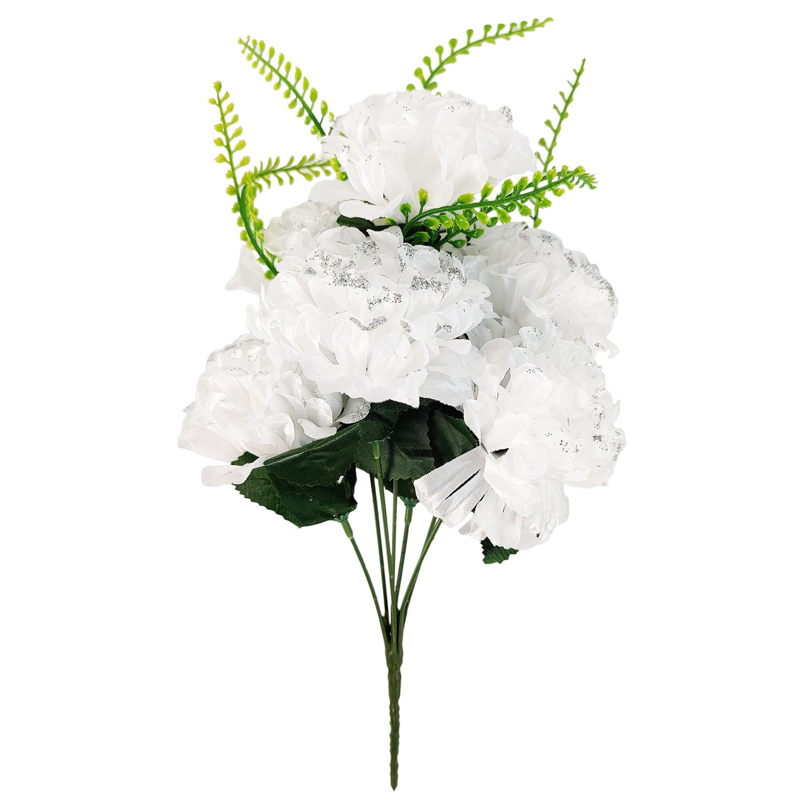 7 Head Glitter Mum Bouquet - Bling Artificial Silk Flowers Home Craft Funeral - Picture 15 of 17