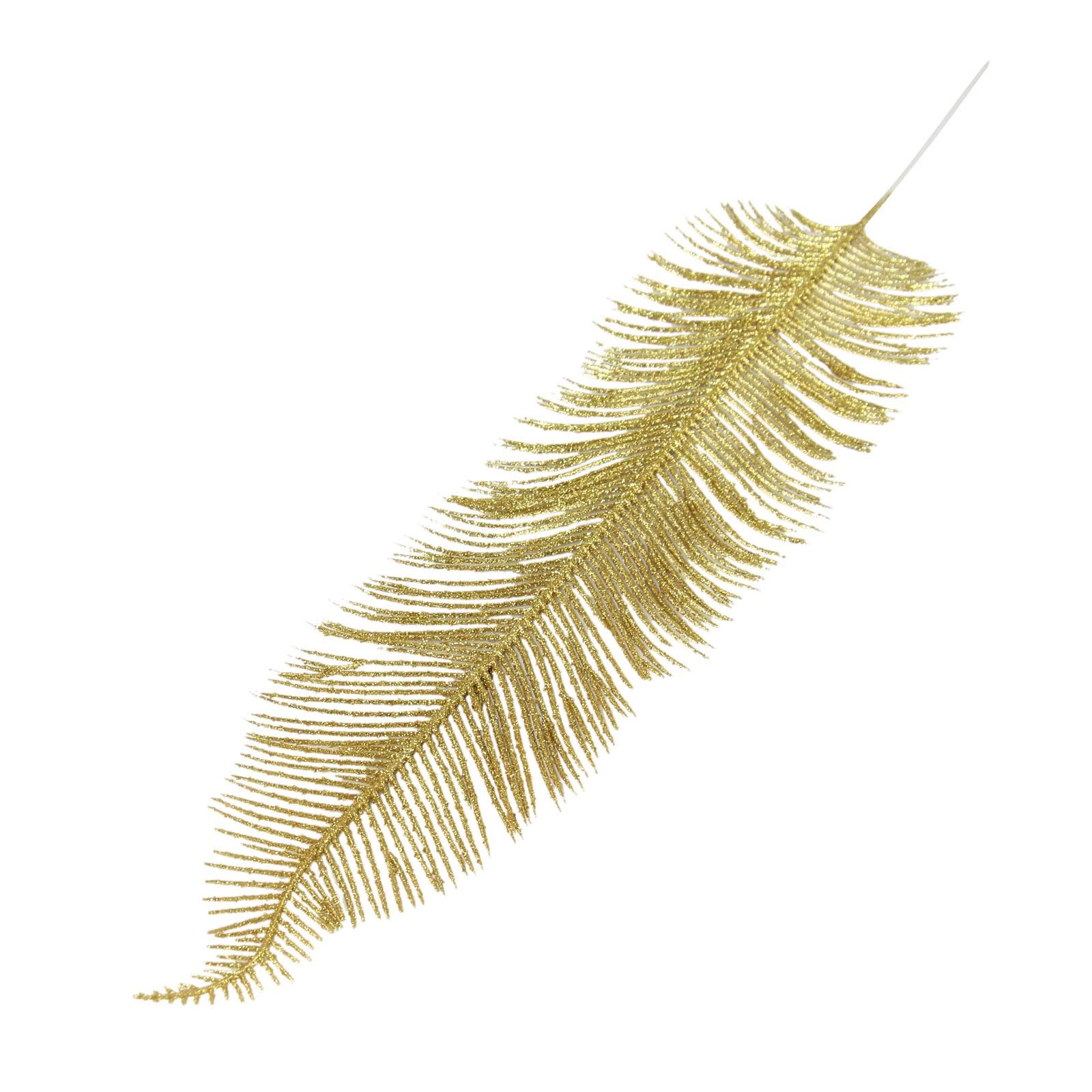 2x Large Heavy Glittered Spiky Feather Leaf - Glittery Flowers Home Decor Fake - Picture 4 of 15