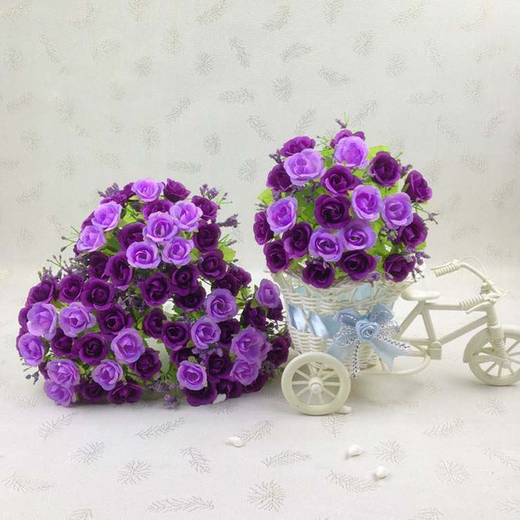 21 Head TwoTone Mini Rose Bouquet Bunch Artificial Flowers - Picture 14 of 18