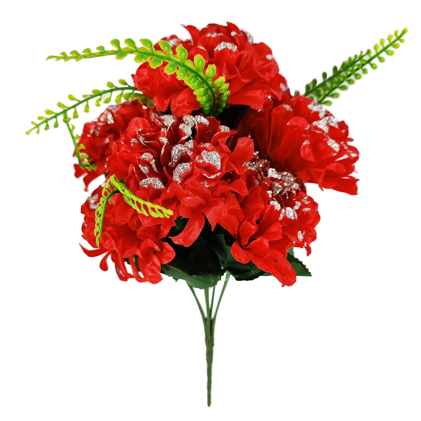 7 Head Glitter Mum Bouquet - Bling Artificial Silk Flowers Home Craft Funeral - Picture 6 of 17