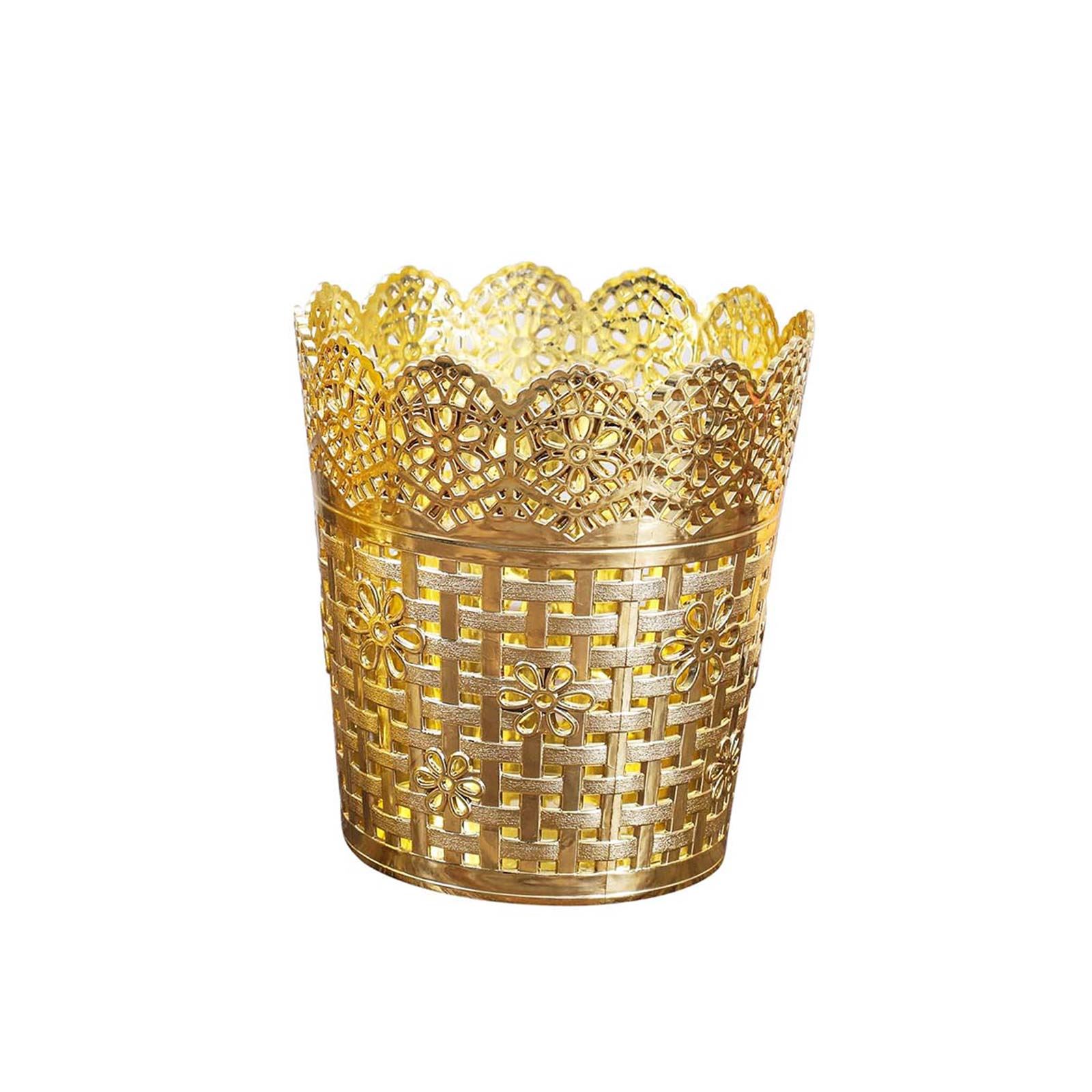 Oro metálico plástico pastel soporte cesta bandeja planta maceta metálica boda - Imagen 6 de 19