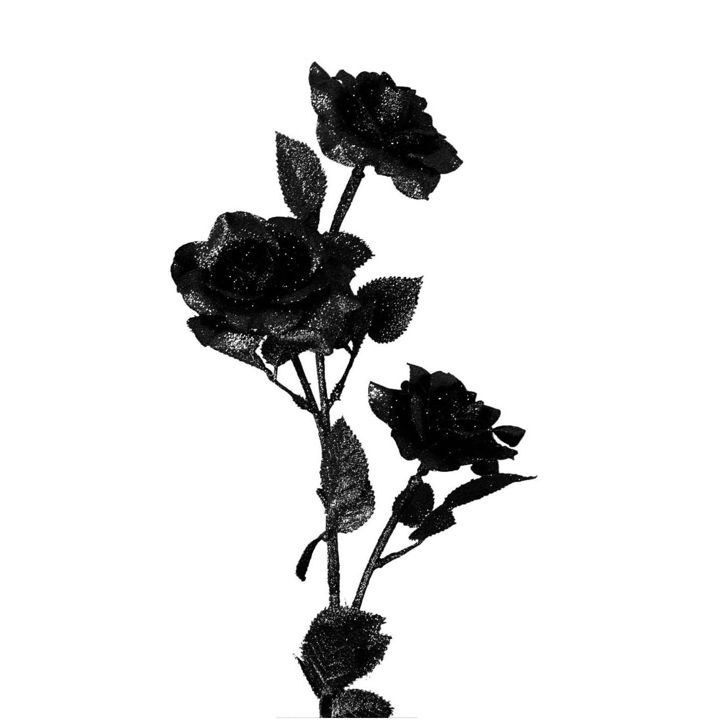 Heavy Glittered 3 Head Rose Spray - Artificial Glitter Glittery Flowers Fake - Picture 5 of 69