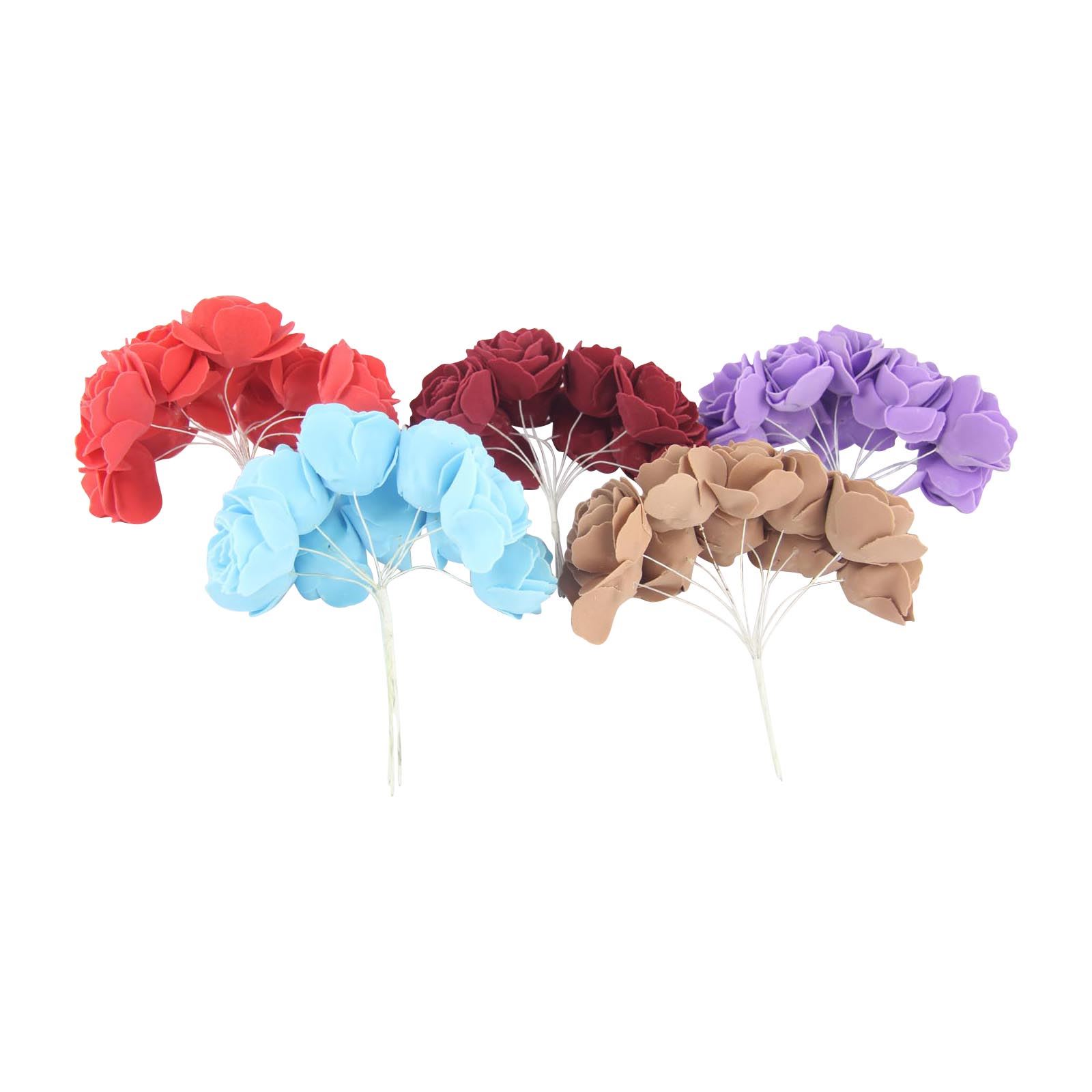 Bündel 10 5cm offene Schaumrosen - künstliche Seidenblumen Hochzeit Handarbeit - Bild 2 von 12