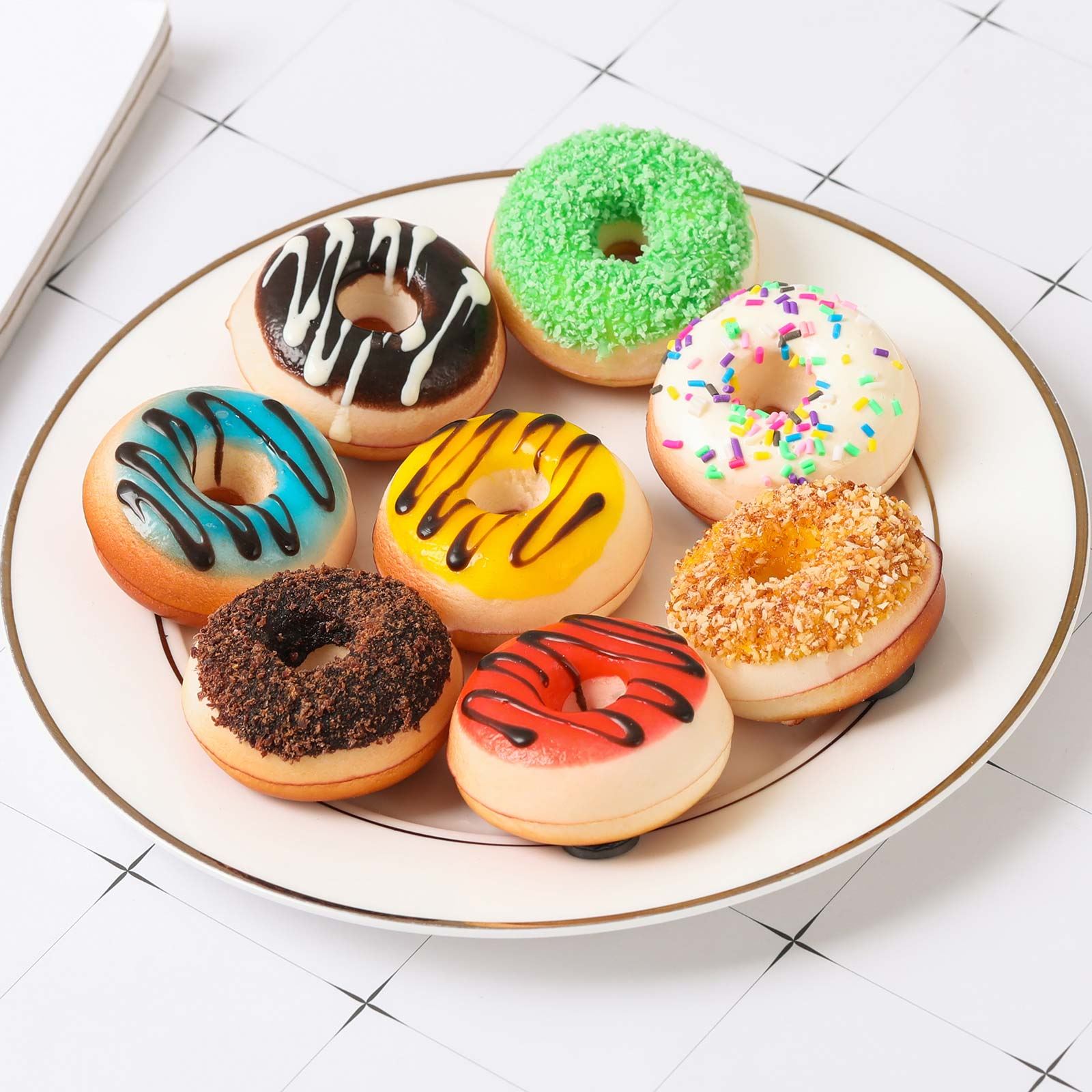 Set of 6 Real Touch Artificial Mini Donuts Fake Sweets Set of 6 Real Touch Artificial Mini Donuts Fake Sweets