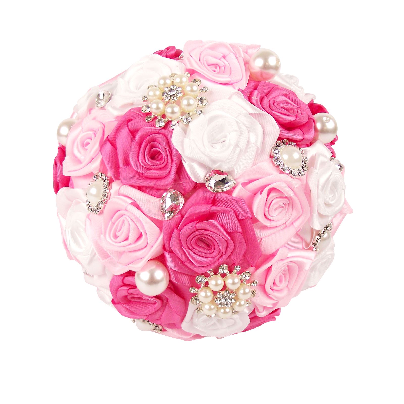 ¡Ramo de satén premium hecho a mano! Posy falso hecho por novia con broche de cristal - Imagen 7 de 23