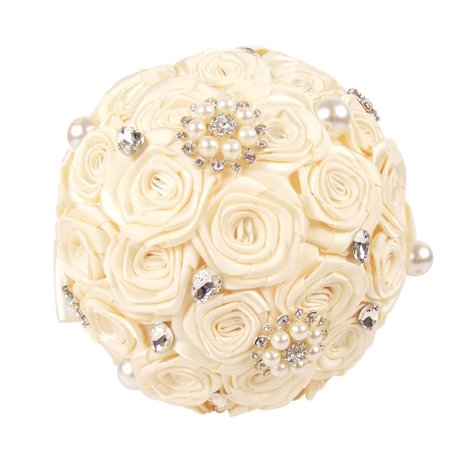 ¡Ramo de satén premium hecho a mano! Posy falso hecho por novia con broche de cristal - Imagen 4 de 23