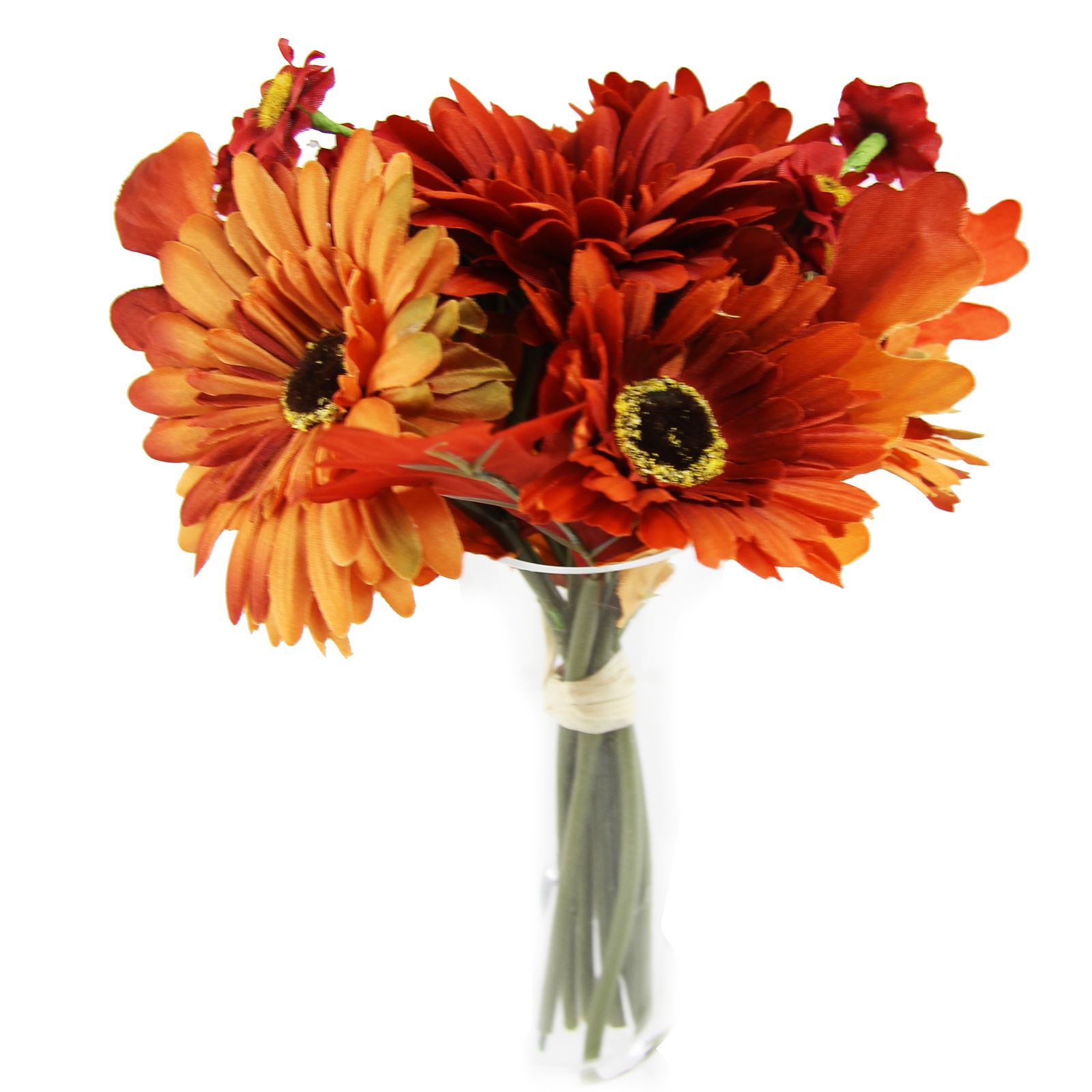 Paquete Gerbera atado a mano - corbata de mano artificial flores falsas tallos ramo de flores - Imagen 13 de 15