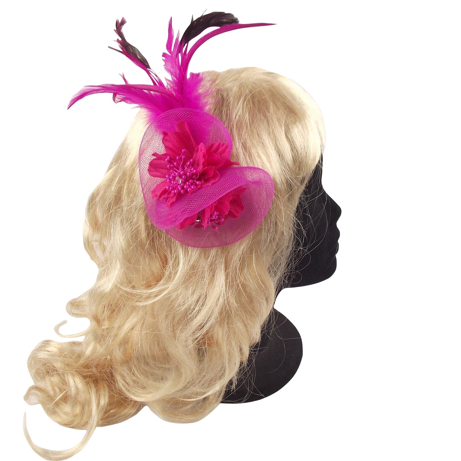 Netted Double Flower with Diamante Head Piece Hair Band Clip Fancy Dress - Picture 3 of 7