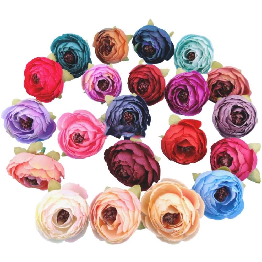 10 cabezas de flores Ranúnculo - artesanías de peonía rosa falsa artificial - Imagen 3 de 17