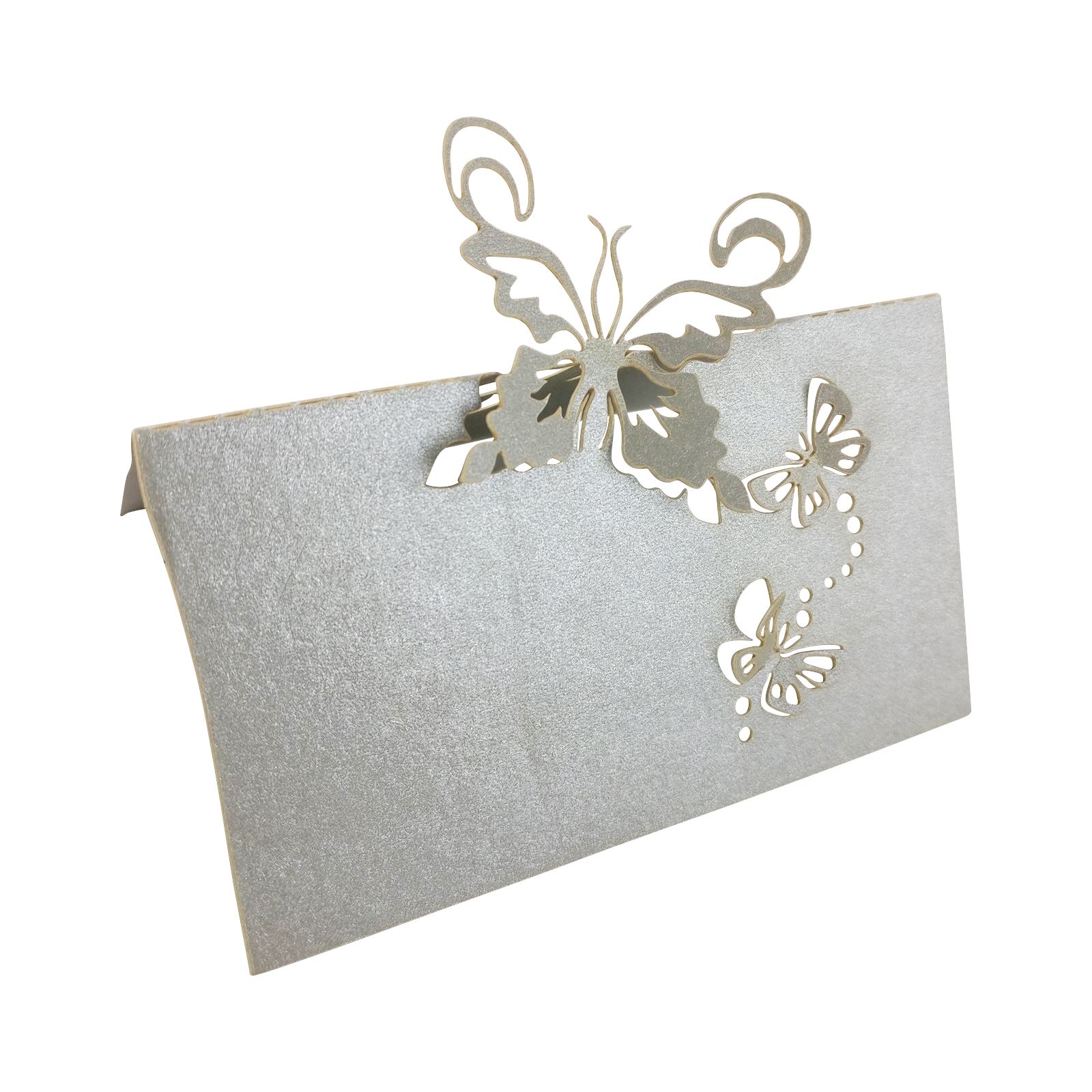 Butterfly Laser Cut Place Cards - Pearlised Card Metallic Name Card Wedding - Picture 4 of 5