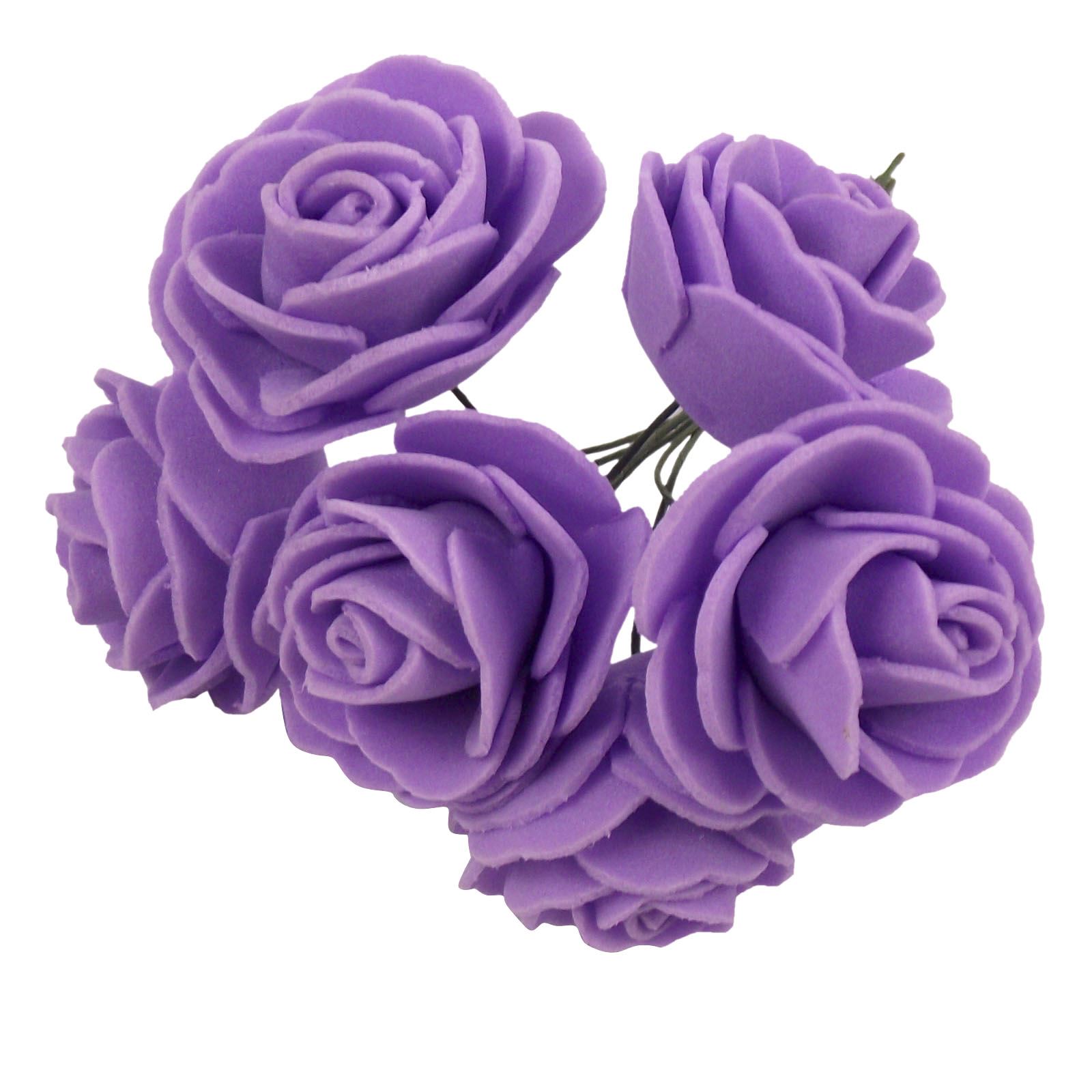 2x Bunches 4cm Small Foam Open Roses - Craft Buttonhole Small Mini Flowers - Foto 6 di 7