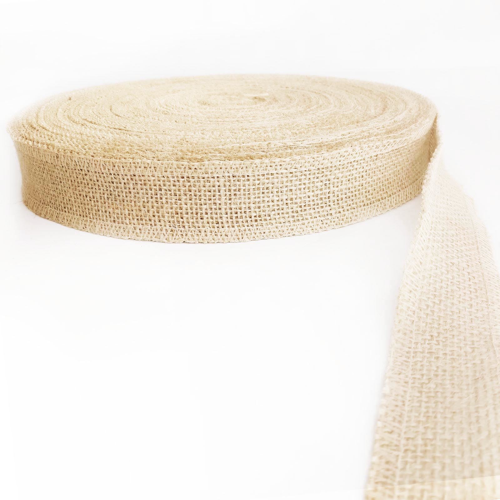 Overlocked Natural Hessian Ribbon - Premium 2cm - 10cm Jute Burlap Vintage - Picture 8 of 17