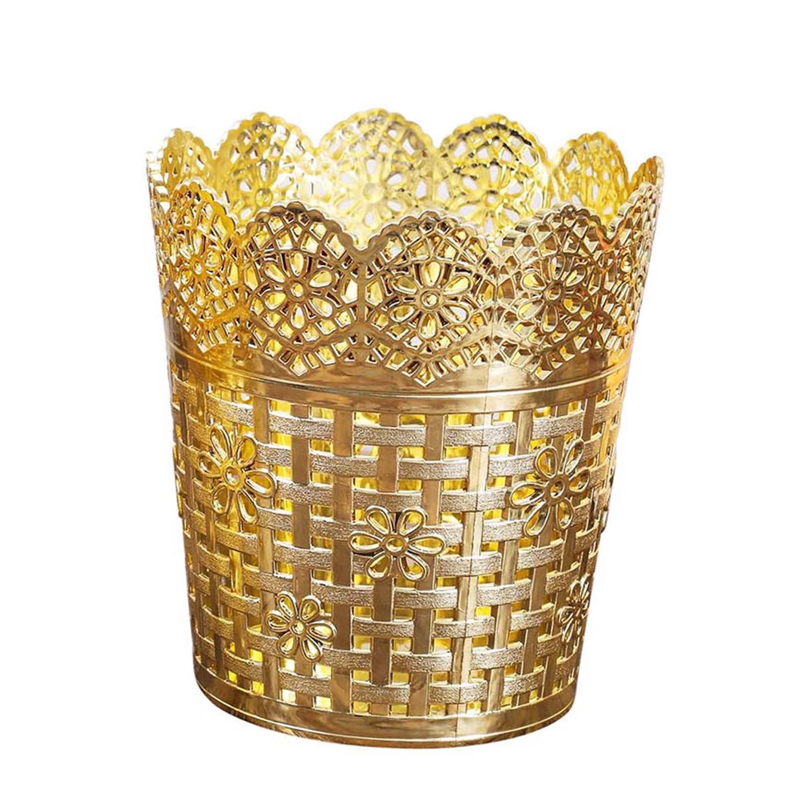 Oro metálico plástico pastel soporte cesta bandeja planta maceta metálica boda - Imagen 2 de 19