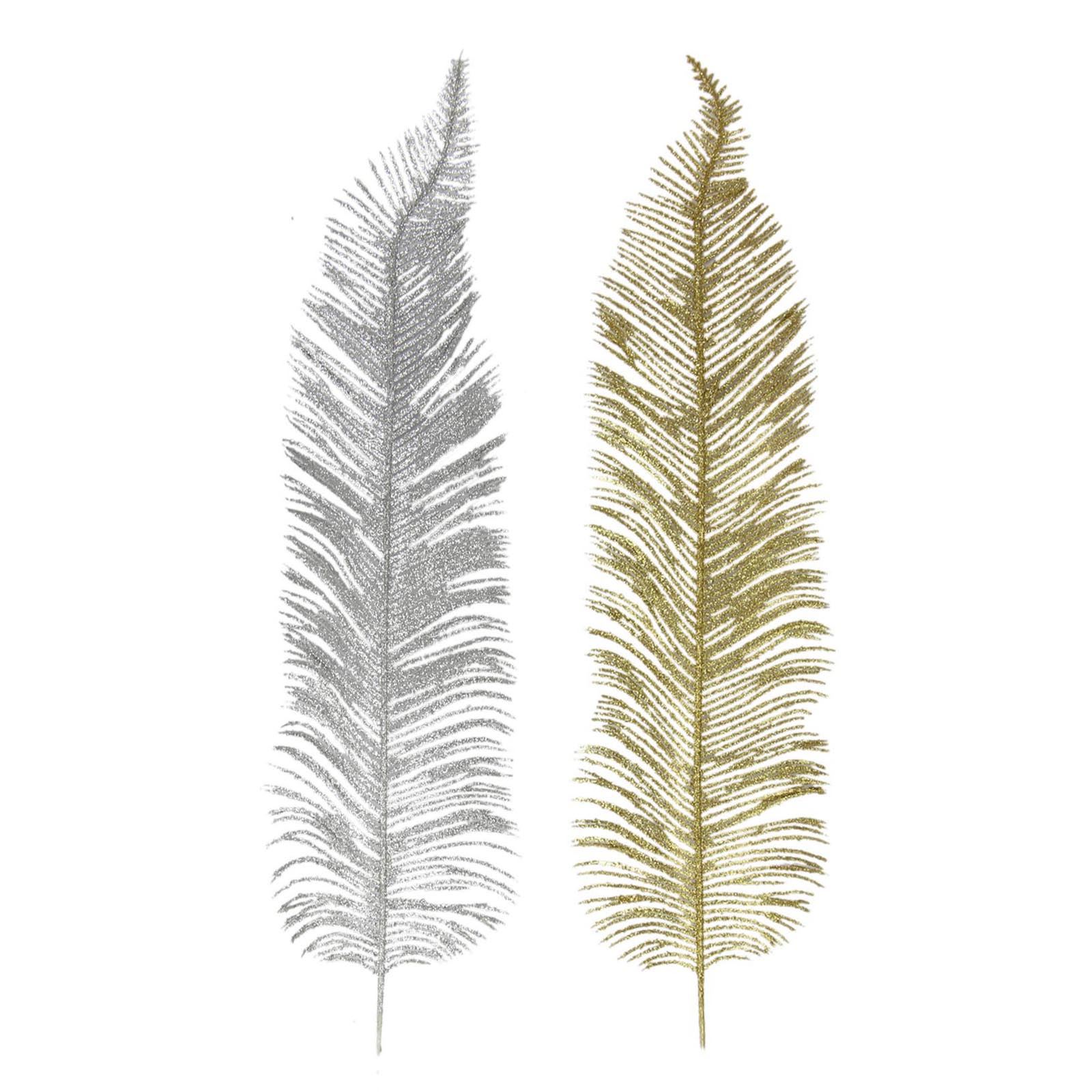 2x Large Heavy Glittered Spiky Feather Leaf - Glittery Flowers Home Decor Fake - Picture 10 of 15