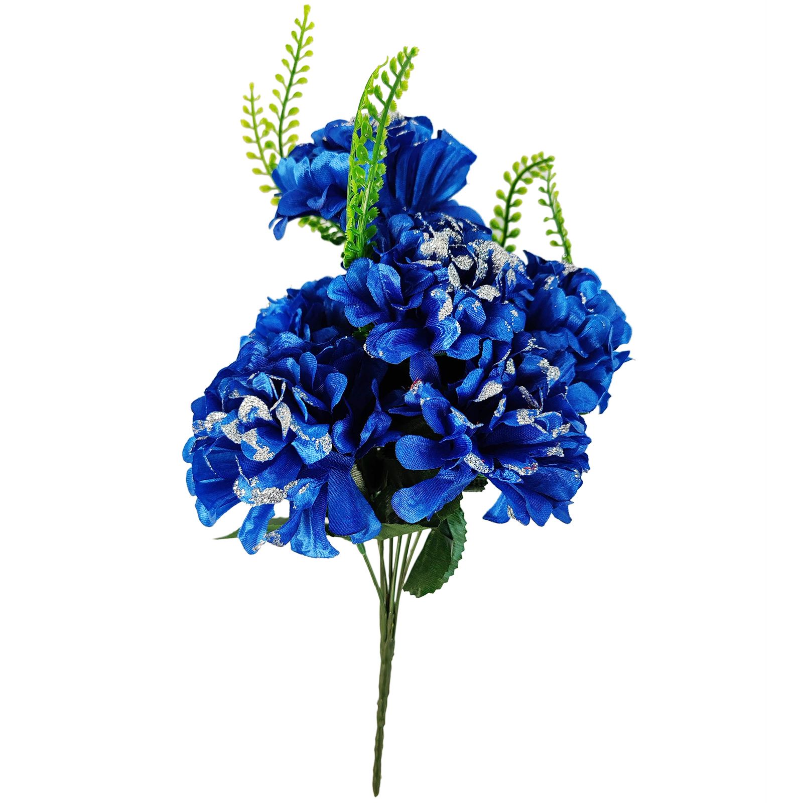 7 Head Glitter Mum Bouquet - Bling Artificial Silk Flowers Home Craft Funeral - Picture 9 of 17