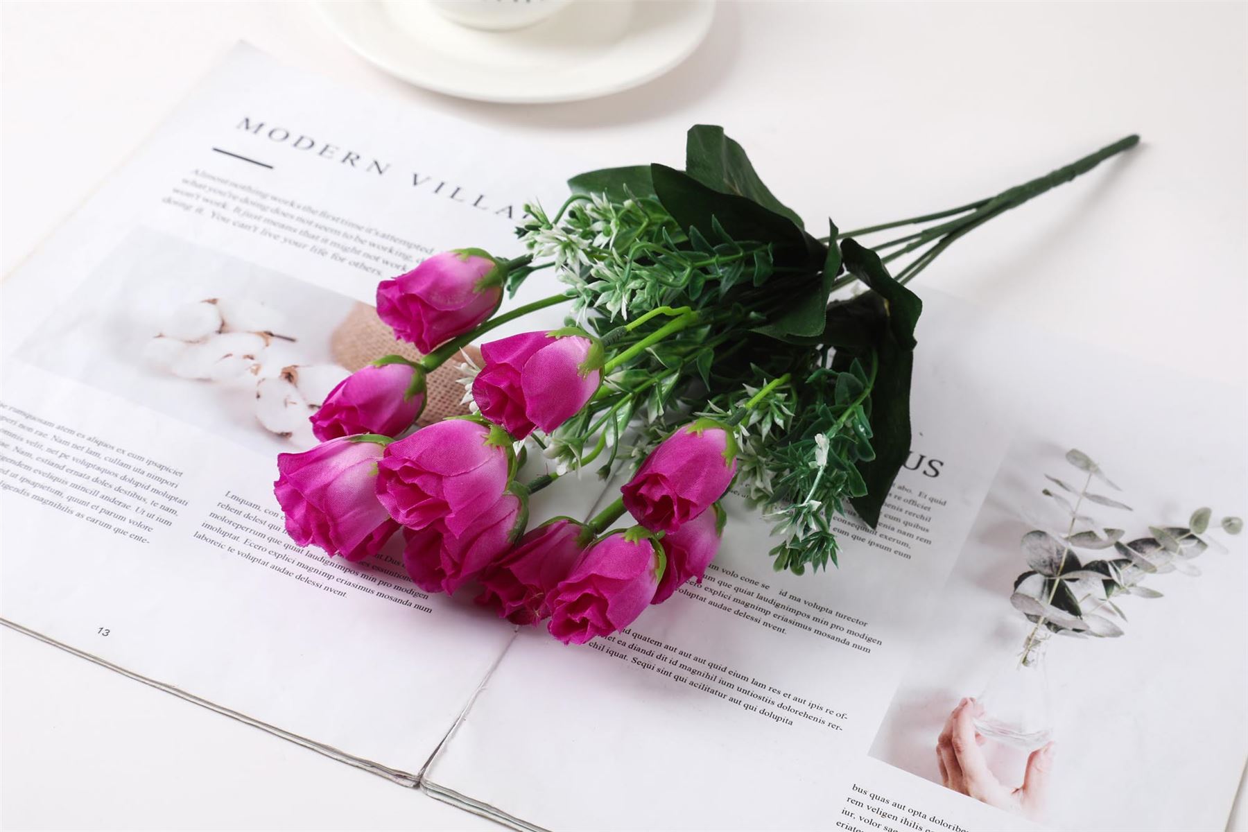10 Kopf kleine Tulpe Rosenknospe Blumenstrauß - künstliche Seidenblumen - Bild 8 von 14