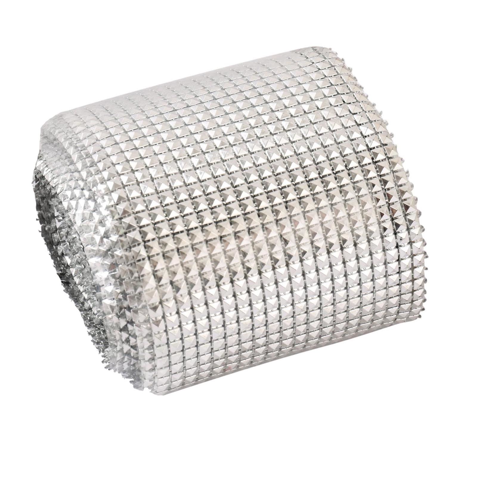 24 filas malla de diamante de perno metálico - cinta de estrás diseño 3D invertido - Imagen 8 de 9