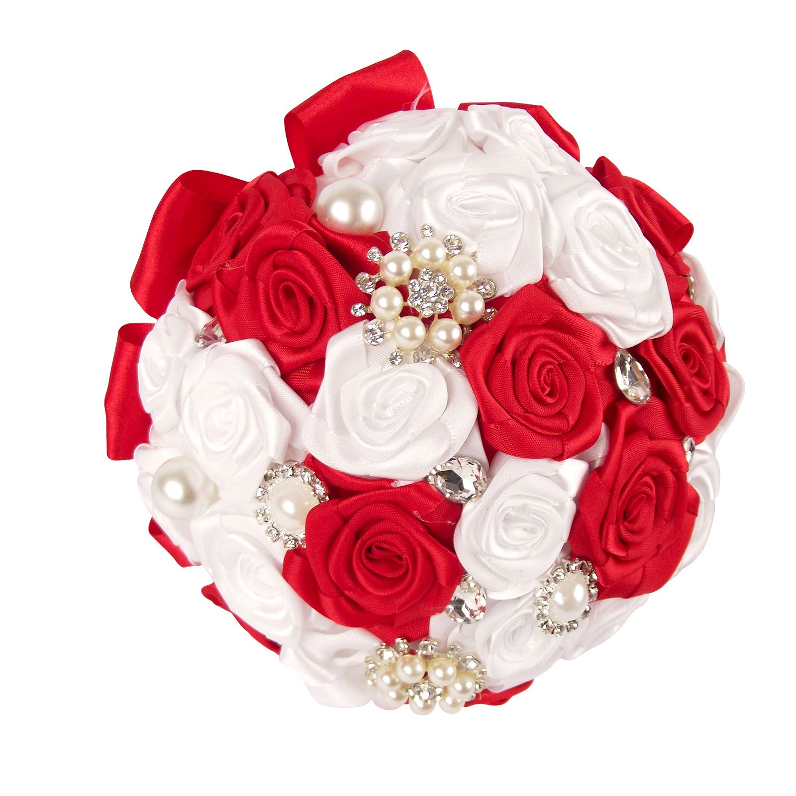 ¡Ramo de satén premium hecho a mano! Posy falso hecho por novia con broche de cristal - Imagen 18 de 23