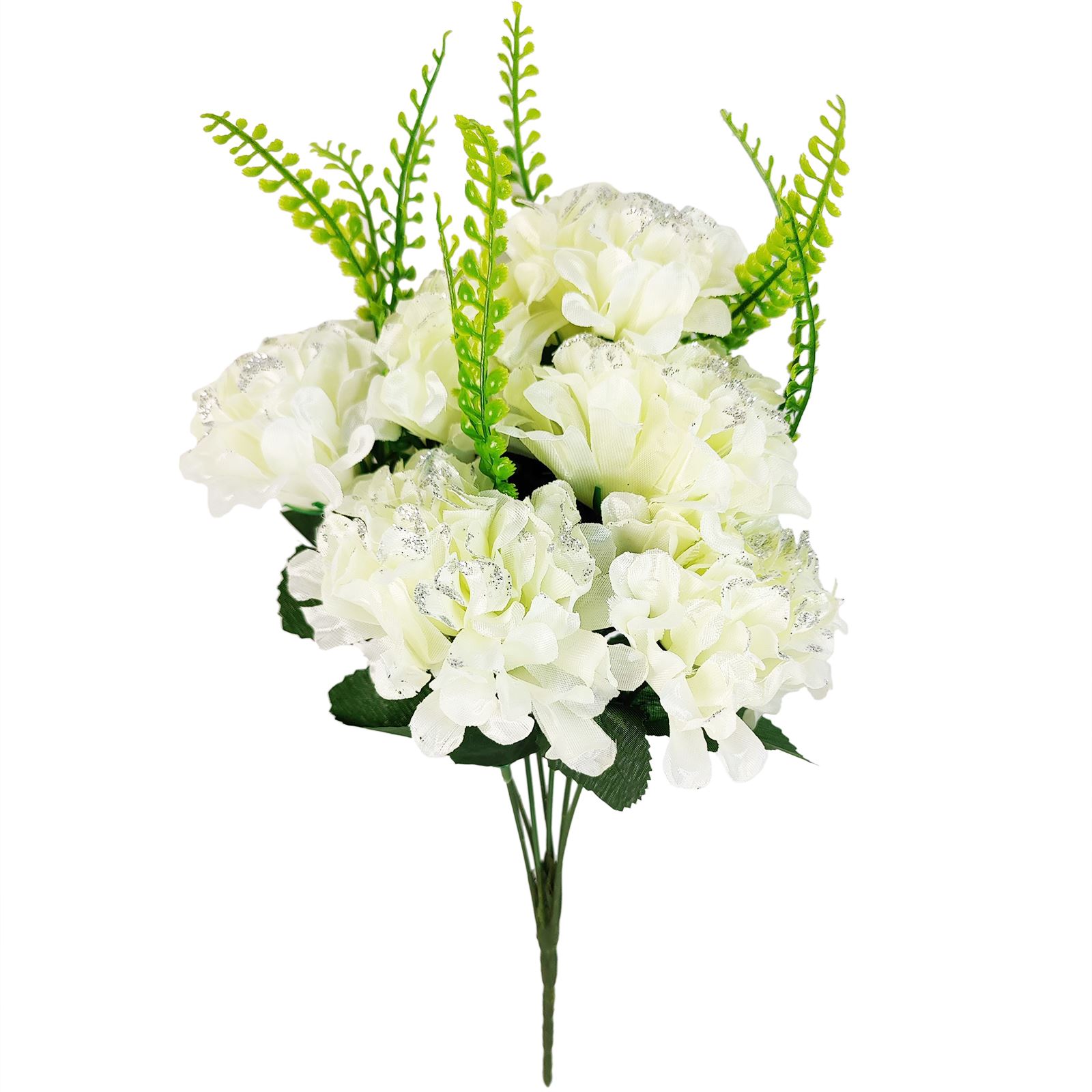 7 Head Glitter Mum Bouquet - Bling Artificial Silk Flowers Home Craft Funeral - Picture 4 of 17