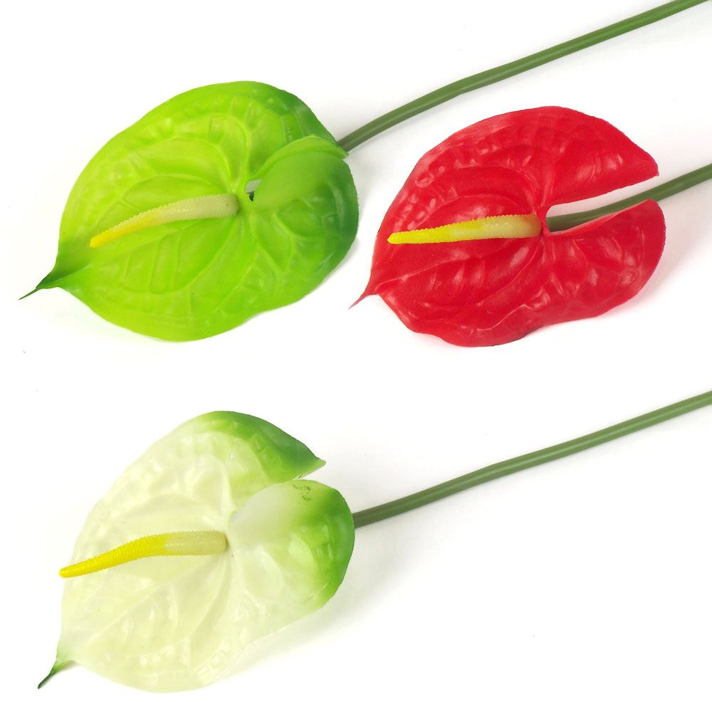 Real Touch Single Anthurium - Artificial Silk Flowers Long Stem Water Lilly - Picture 5 of 6