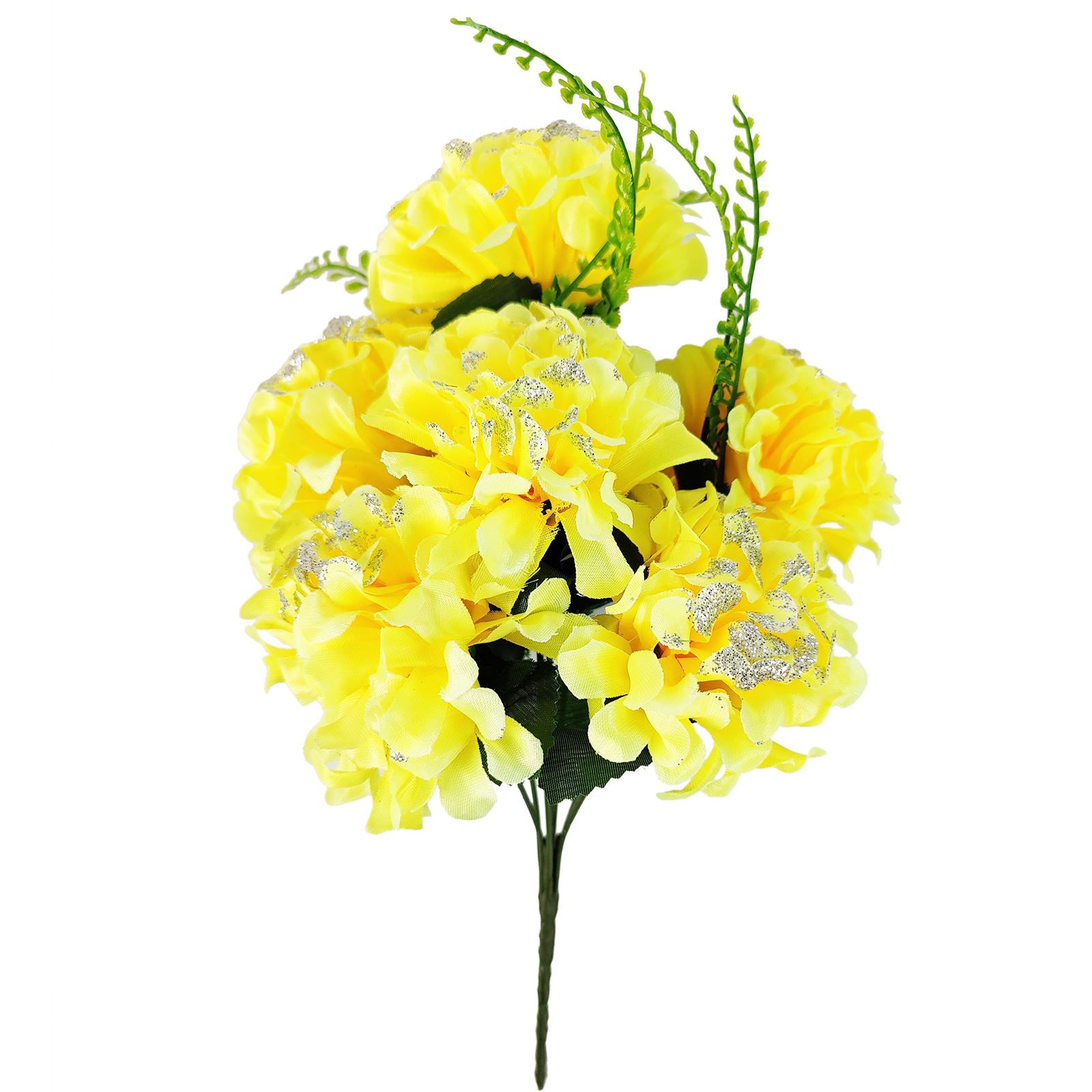 7 Head Glitter Mum Bouquet - Bling Artificial Silk Flowers Home Craft Funeral - Picture 17 of 17