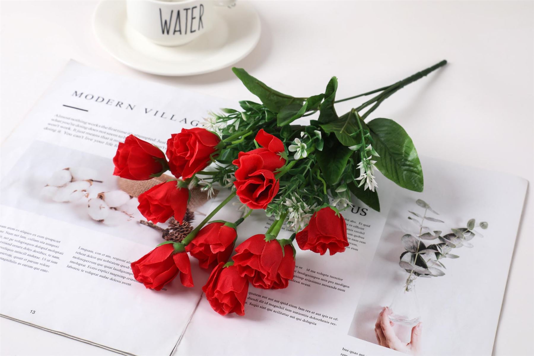 10 Kopf kleine Tulpe Rosenknospe Blumenstrauß - künstliche Seidenblumen - Bild 10 von 14