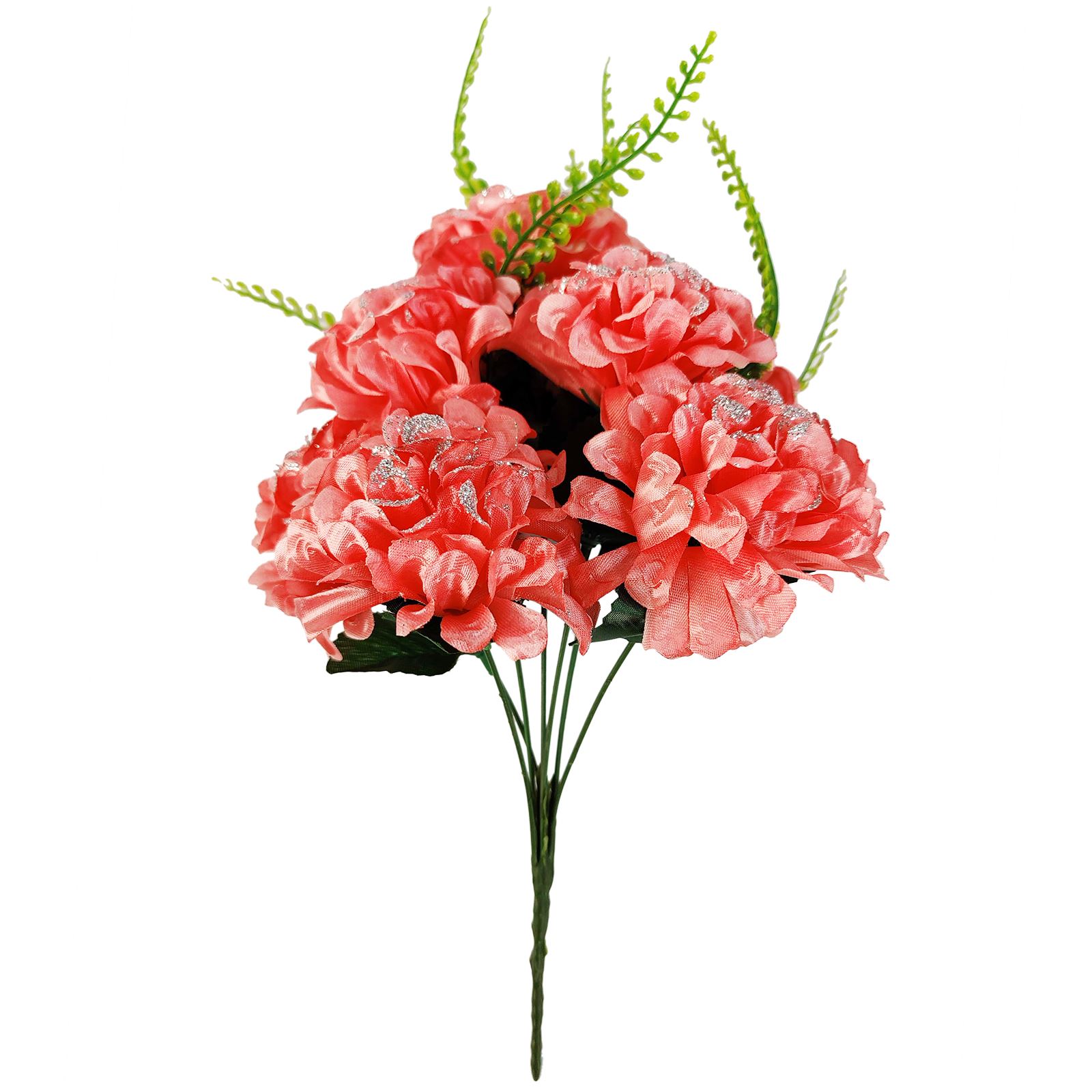 7 Head Glitter Mum Bouquet - Bling Artificial Silk Flowers Home Craft Funeral - Picture 3 of 17