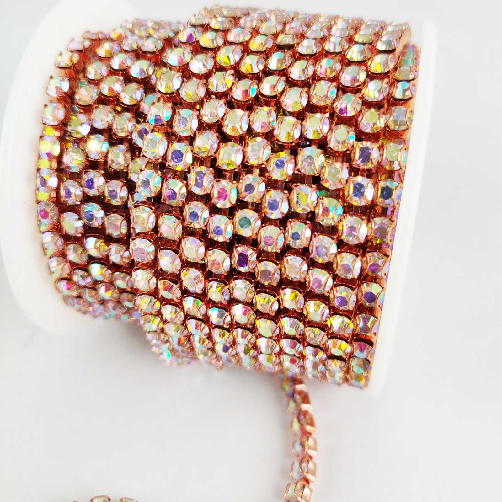 SS16 Oro Rosa y Cadenas de Estrás Iridiscentes Cristal Diamante - Imagen 4 de 6