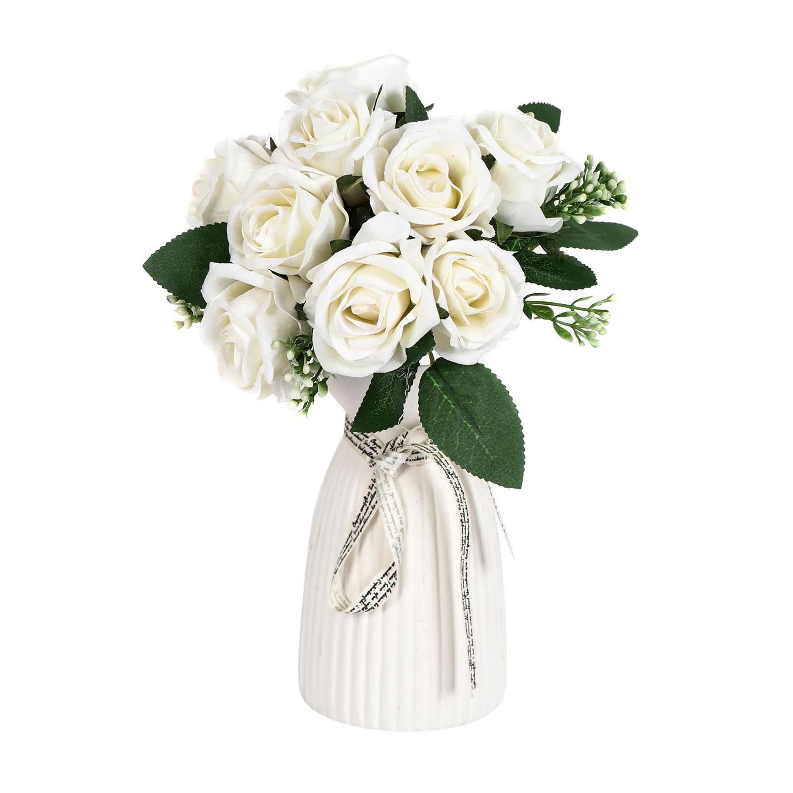Paquete de 9 rosas atadas a mano - ramo de novia de terciopelo calidad de boda premium - Imagen 4 de 11
