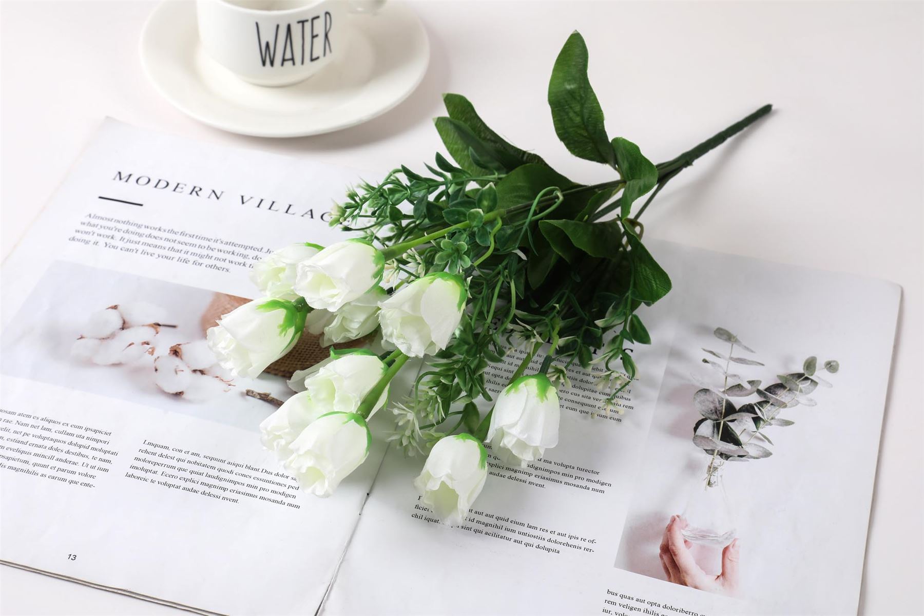 10 Kopf kleine Tulpe Rosenknospe Blumenstrauß - künstliche Seidenblumen - Bild 12 von 14